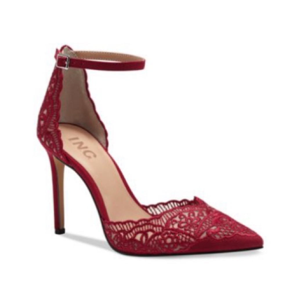 I.N.C. International Concepts Women's Red Lace Pointed-Toe Dress Pumps